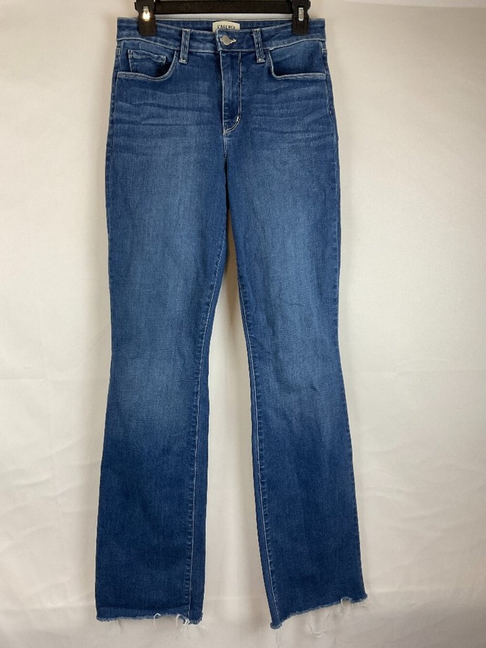 L'Agence Flare Leg Jeans 27 Blue Raw Hem